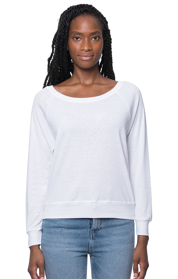 Royal Apparel 20012 Women's Triblend Long Sleeve Raglan Pullover - Tri White
