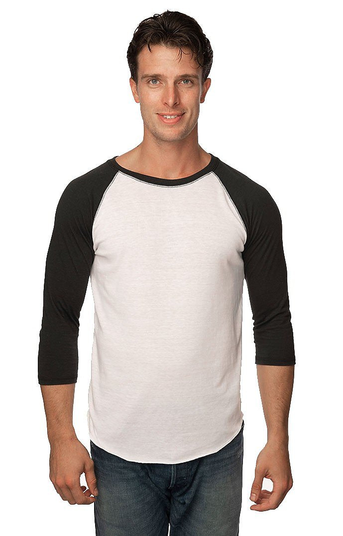Royal Apparel 20060 Unisex Triblend Raglan Baseball Shirt - Tri White / Tri Black