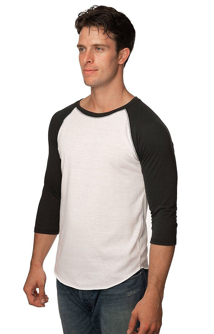 Royal Apparel 20060 Unisex Triblend Raglan Baseball Shirt - Tri White / Tri Black