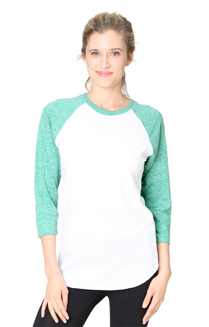 Royal Apparel 20060 Unisex Triblend Raglan Baseball Shirt - Tri White / Tri Kelly