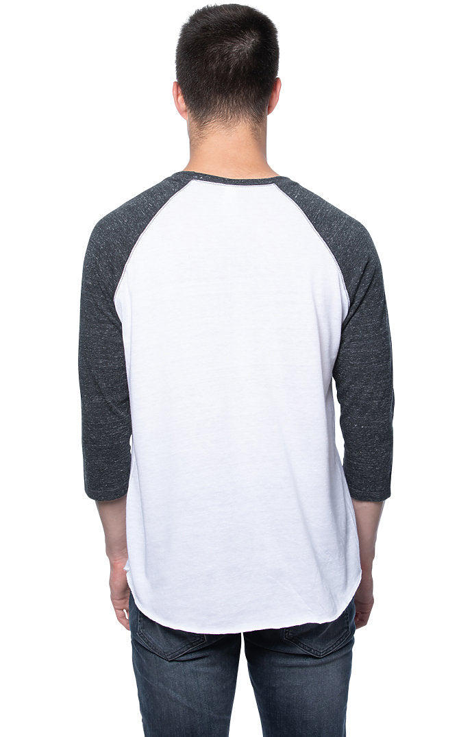 Royal Apparel 20060 Unisex Triblend Raglan Baseball Shirt - Tri White / Tri Onyx