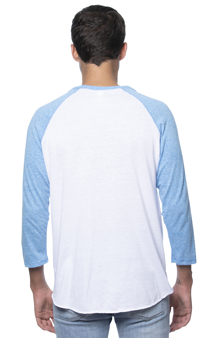Royal Apparel 20060 Unisex Triblend Raglan Baseball Shirt - Tri White / Tri Pool