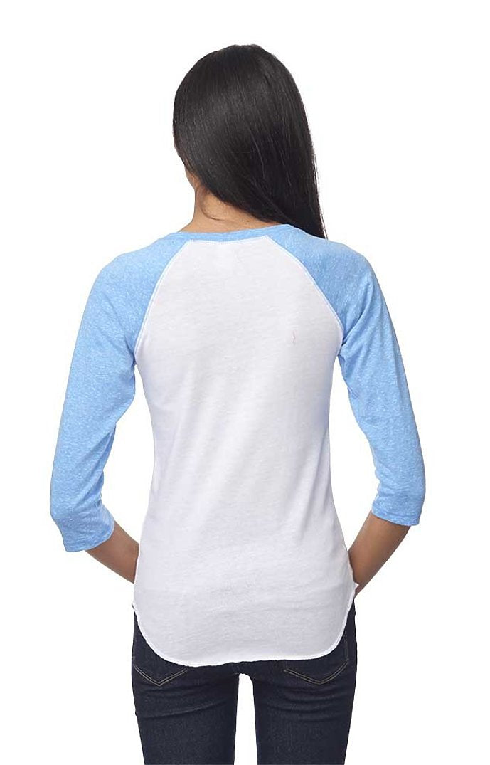 Royal Apparel 20060 Unisex Triblend Raglan Baseball Shirt - Tri White / Tri Pool