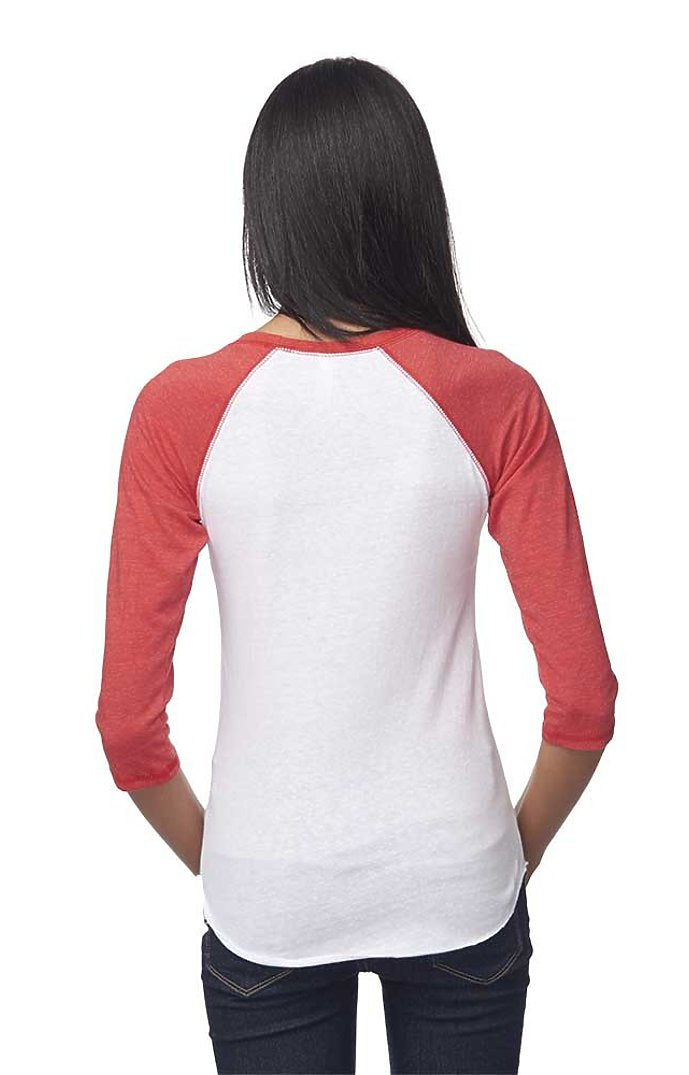 Royal Apparel 20060 Unisex Triblend Raglan Baseball Shirt - Tri White / Tri Red