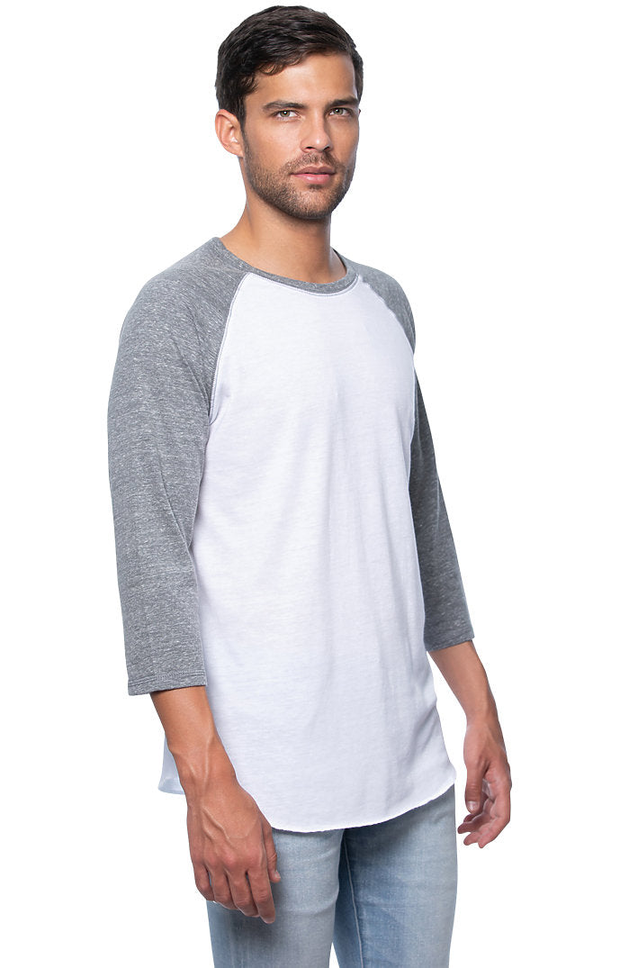 Royal Apparel 20060 Unisex Triblend Raglan Baseball Shirt - Tri White / Tri Vintage Grey