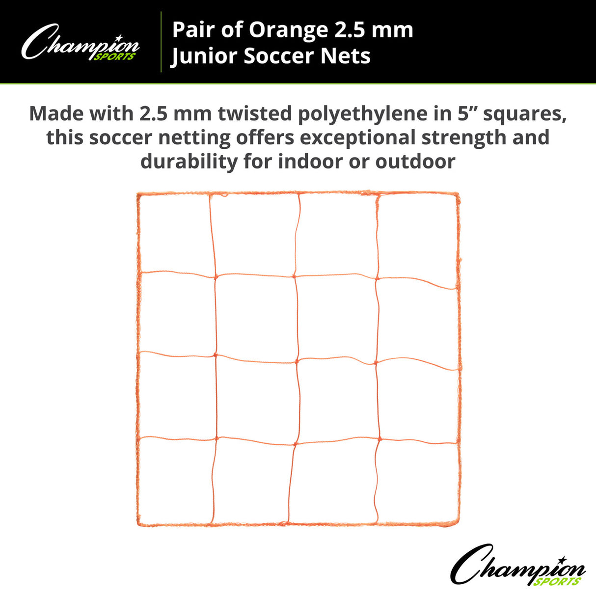 Champion Sports 2.5 MM BEGINNER SOCCER NET, ORANGE