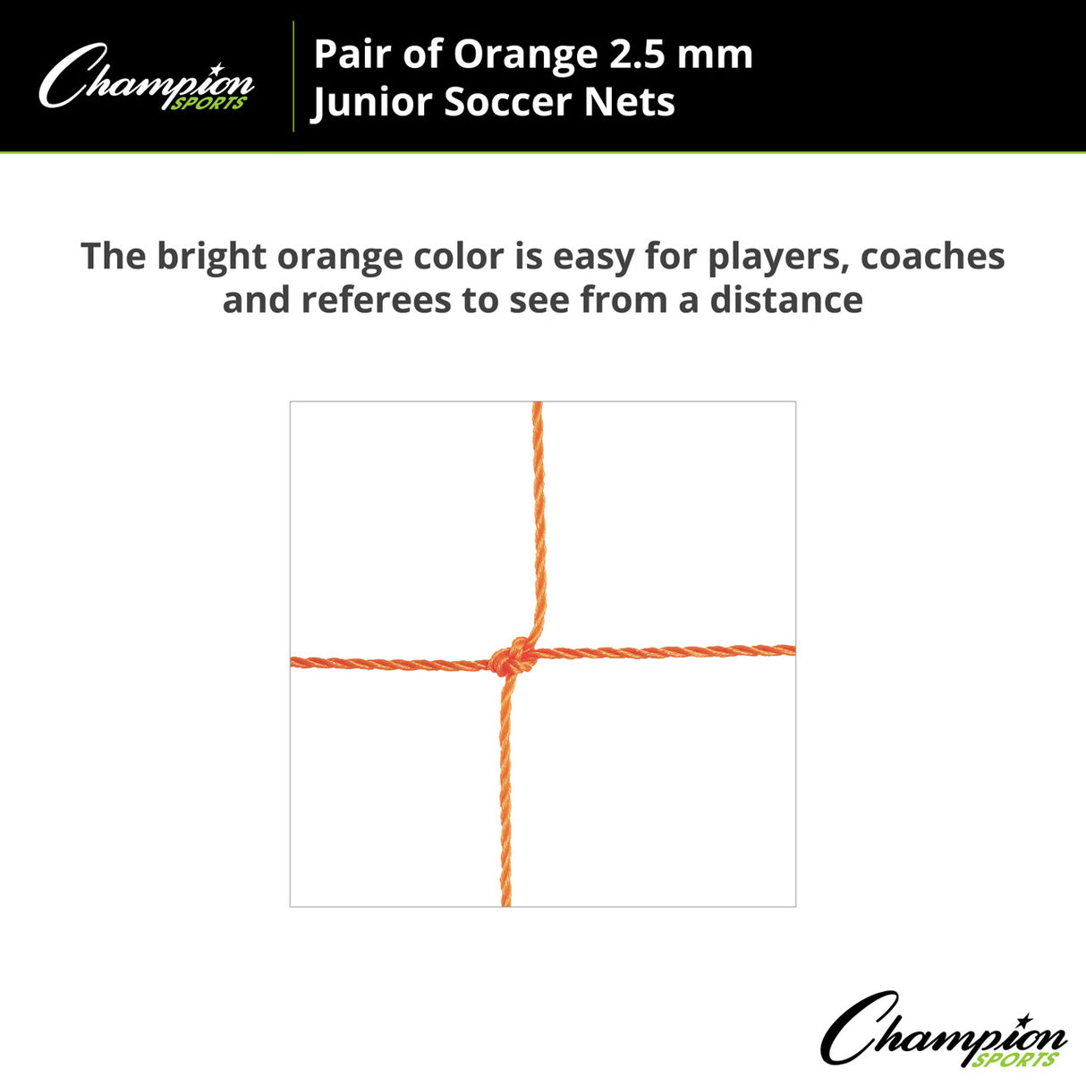 Champion Sports 2.5 MM BEGINNER SOCCER NET, ORANGE