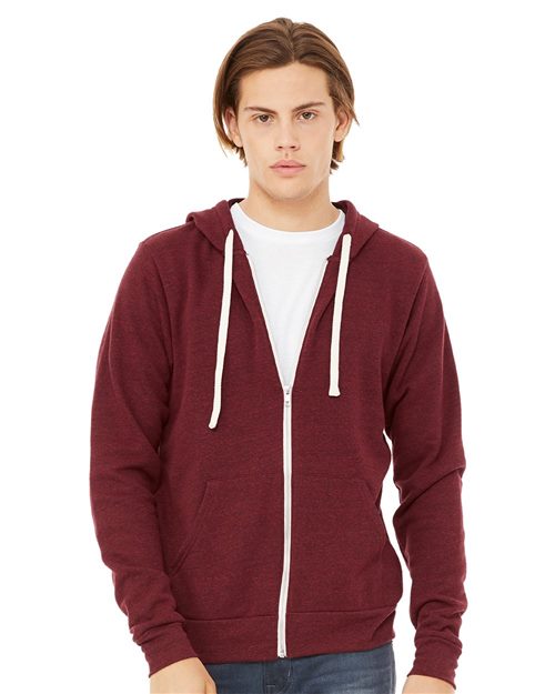 Bella + Canvas 3909 Unisex Triblend Sponge Fleece Full-Zip Hoodie Sweatshirt