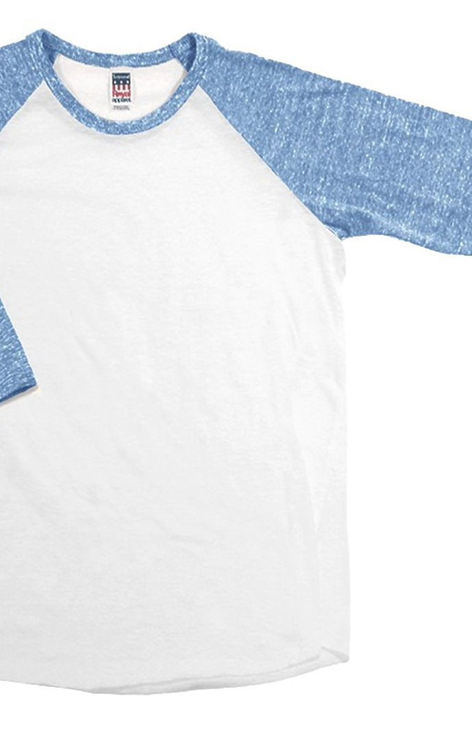 Royal Apparel 20260 Youth Triblend Raglan Baseball Shirt - Tri White / Tri Pool