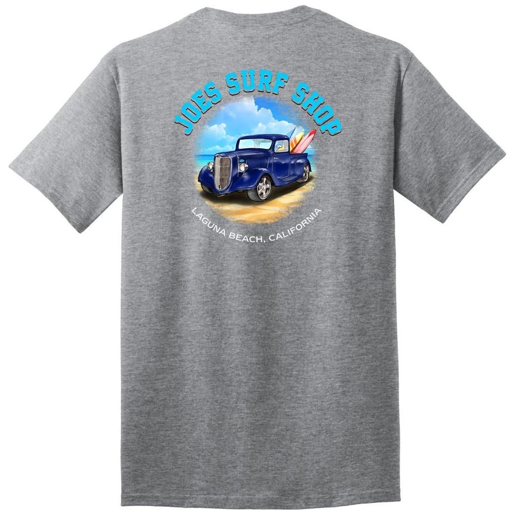 Joe's Surf Truck Design Heavyweight Cotton T-Shirts in Regular, Big and Tall Joe's USA Medium Athletic Heather