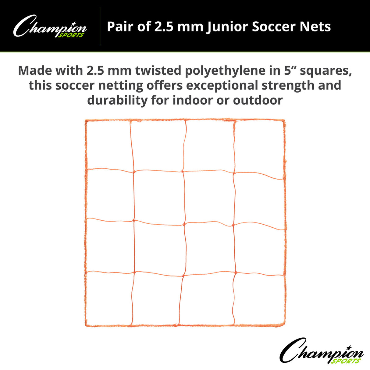 3.5 MM OFFICIAL SIZE SOCCER NET ORANGE