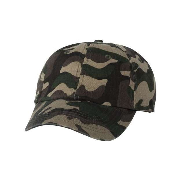 Valucap Bio-Washed Classic Dad Hat - Valucap VC300A Valucap Green Camo Adjustable