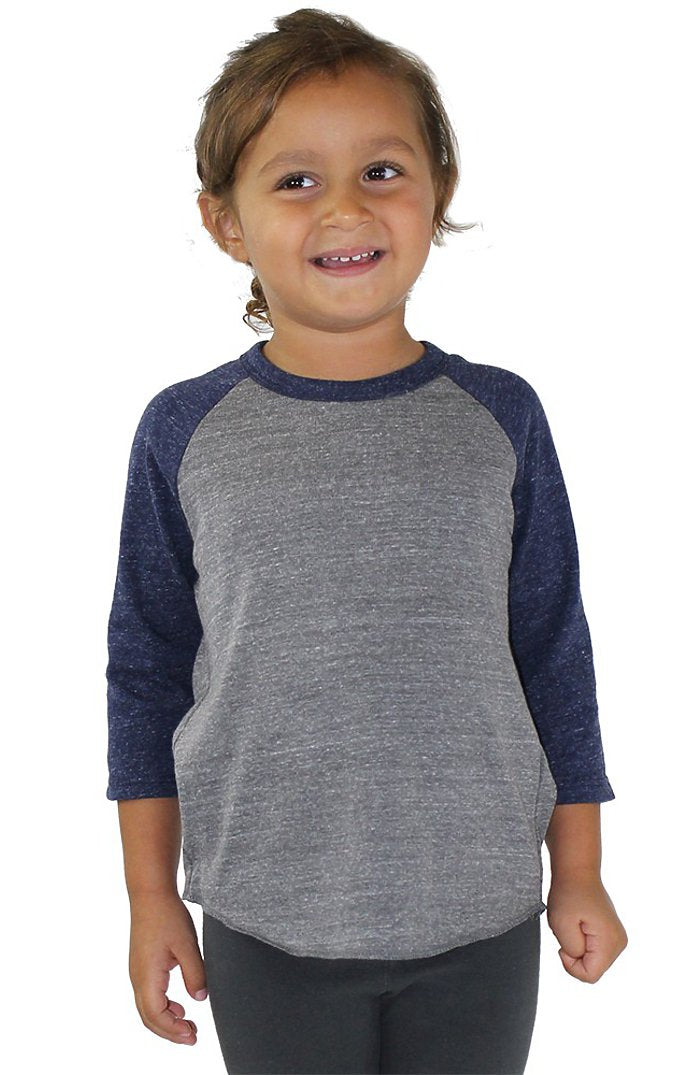 Royal Apparel 20660 Toddler Triblend Raglan Baseball Shirt - Tri Vntg Gry / Tri Dnm Nvy