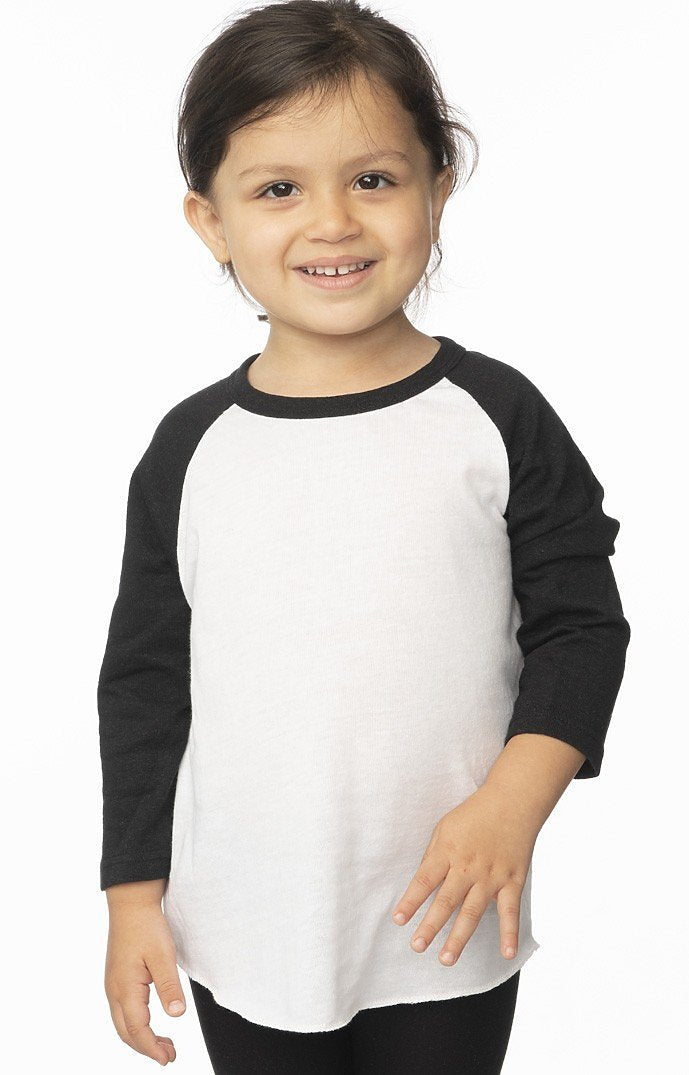 Royal Apparel 20660 Toddler Triblend Raglan Baseball Shirt - Tri White / Tri Black