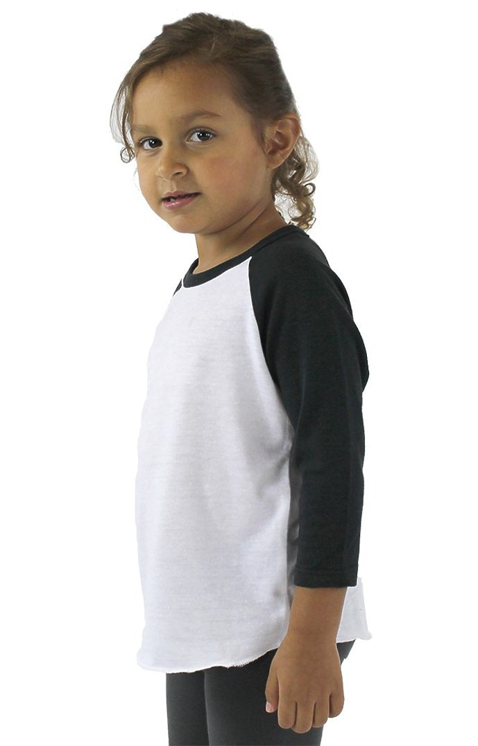 Royal Apparel 20660 Toddler Triblend Raglan Baseball Shirt - Tri White / Tri Onyx