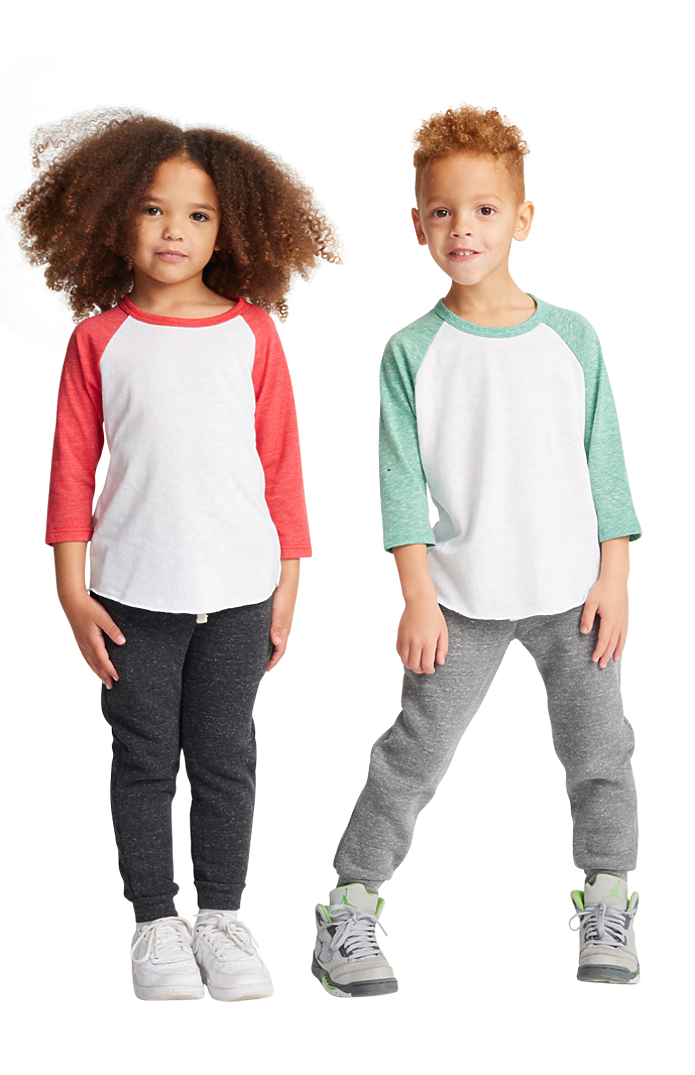 Royal Apparel 20660 Toddler Triblend Raglan Baseball Shirt - Tri White / Tri Red