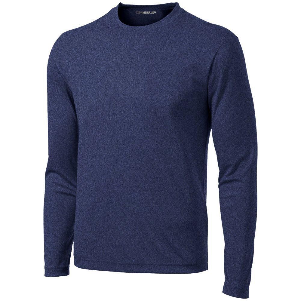 DRIEQUIP Mens Long Sleeve Moisture Wicking Heathered T Shirts In XS-4XL DRI-EQUIP X-Small True Navy Heather