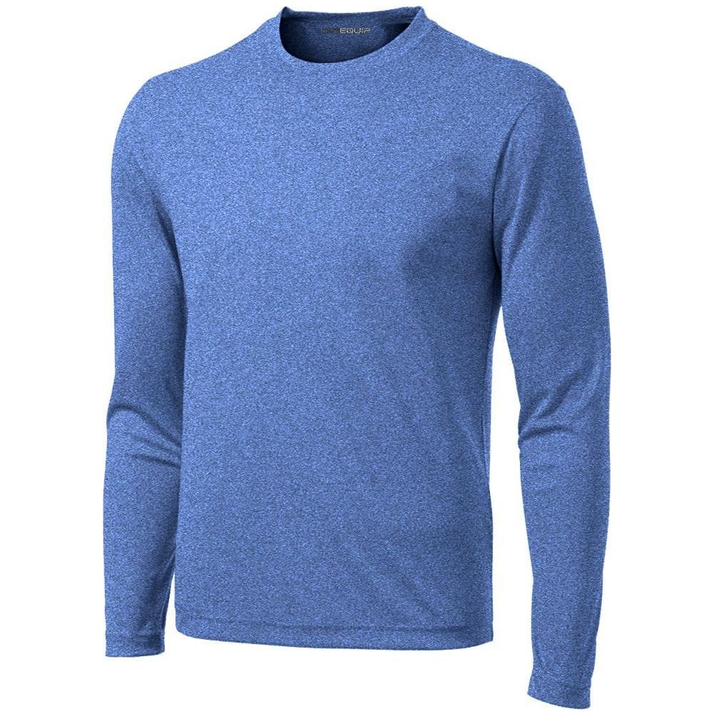 DRIEQUIP Mens Long Sleeve Moisture Wicking Heathered T Shirts In XS-4XL DRI-EQUIP X-Small True Royal Heather