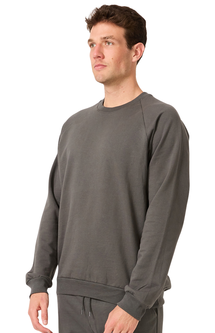 Royal Apparel 21053ORG Unisex Organic Raglan Crew Neck Sweatshirt - Slate