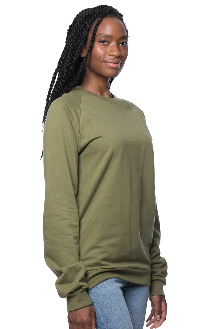 Royal Apparel 21053ORG Unisex Organic Raglan Crew Neck Sweatshirt - Moss