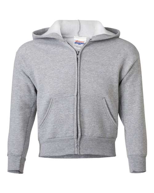 Hanes P480 Youth EcoSmart Full-Zip Hooded Sweatshirt