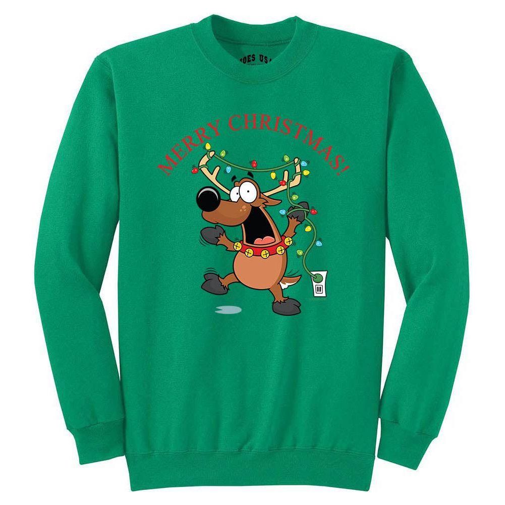 Joe's USA - Santa's Reindeer Collection Joe's USA Green Crewneck Sweatshirt Small