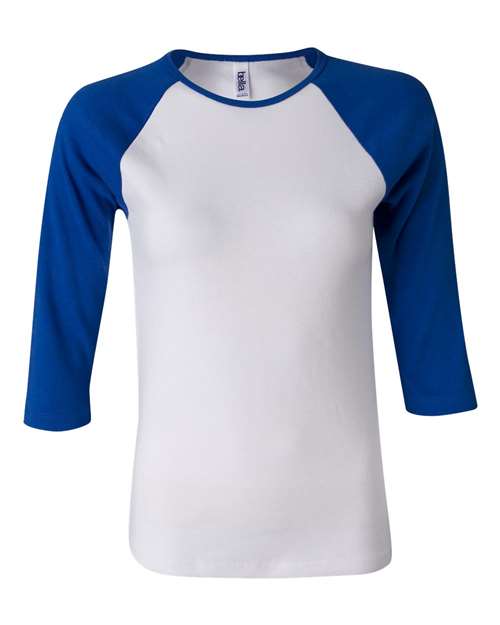 Bella + Canvas 2000 Women’s 1X1 Baby Rib Raglan Three-Quarter Sleeve Tee