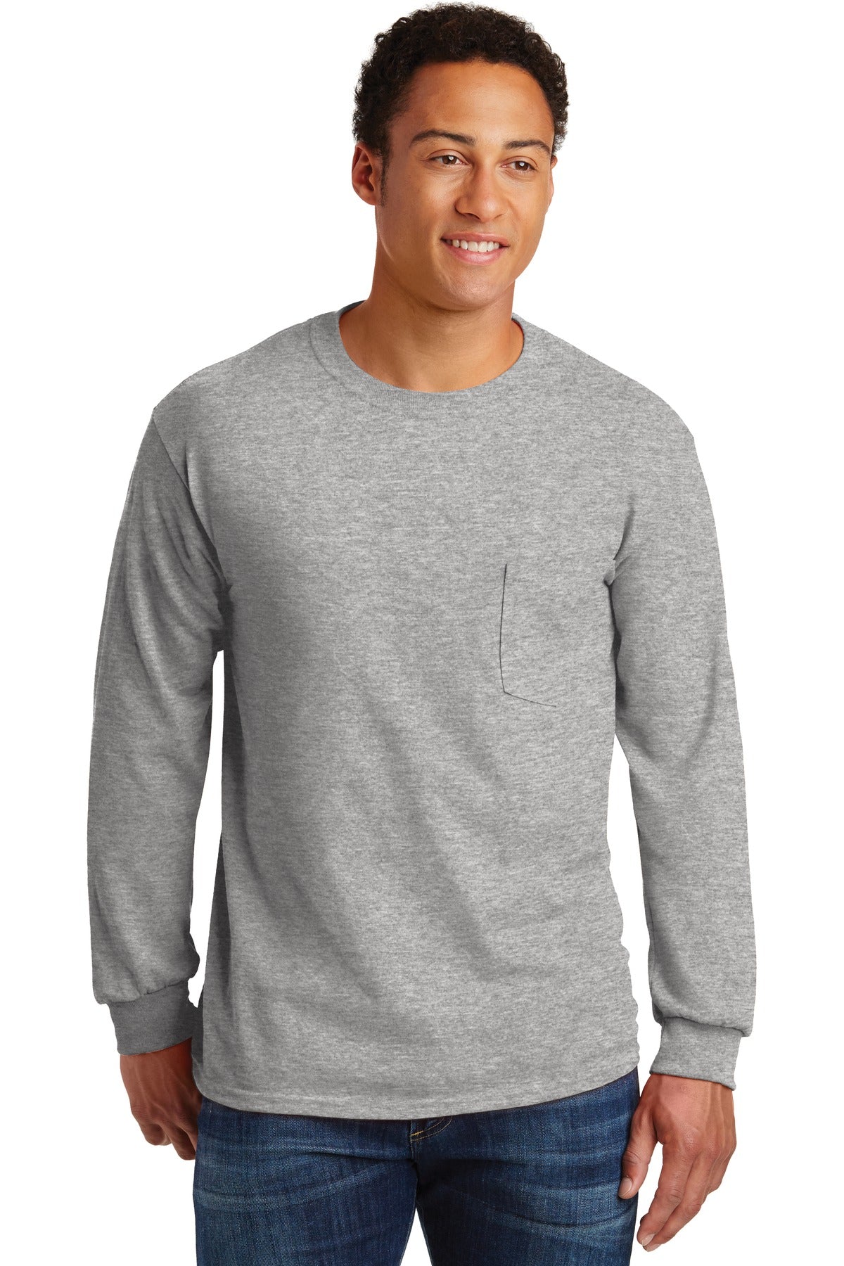 Gildan ® - Ultra Cotton ® 100% US Cotton Long Sleeve T-Shirt with Pocket. 2410 - Gildan 2410