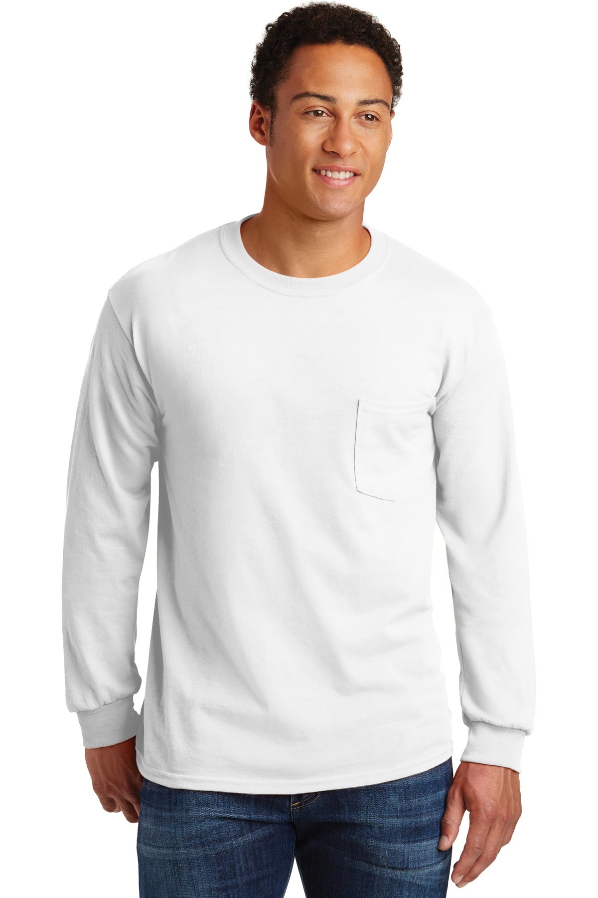 Gildan ® - Ultra Cotton ® 100% US Cotton Long Sleeve T-Shirt with Pocket. 2410 - Gildan 2410