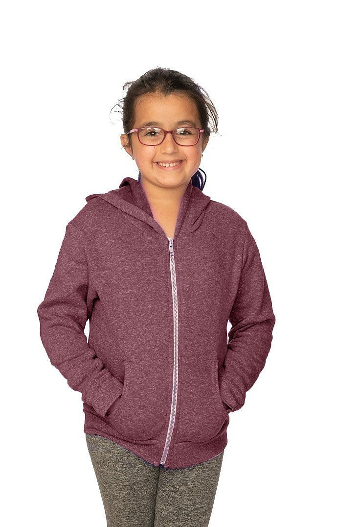 Royal Apparel 25020 Youth Triblend Fleece Zip Hoodie - Tri Burgundy