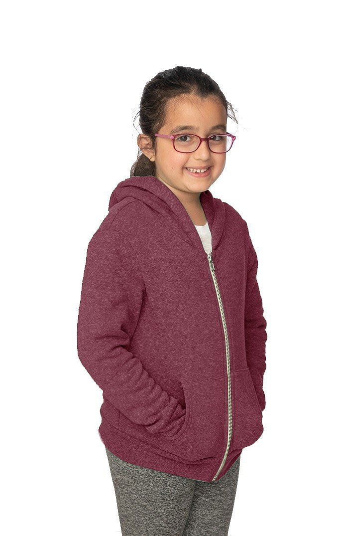Royal Apparel 25020 Youth Triblend Fleece Zip Hoodie - Tri Burgundy