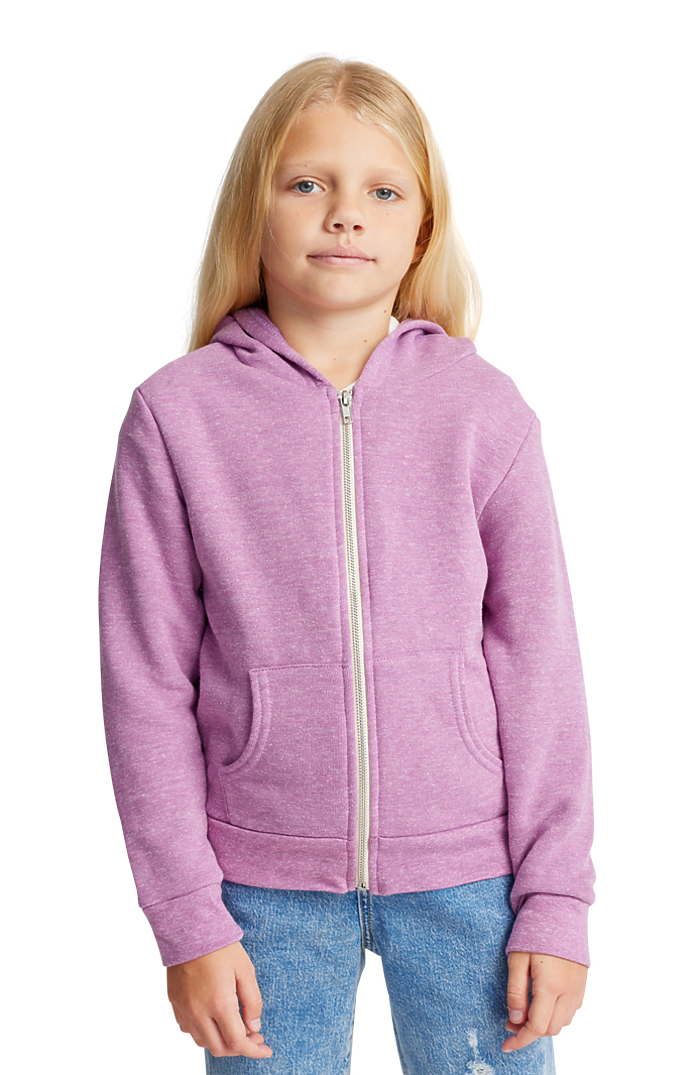Royal Apparel 25020 Youth Triblend Fleece Zip Hoodie - Tri Purple