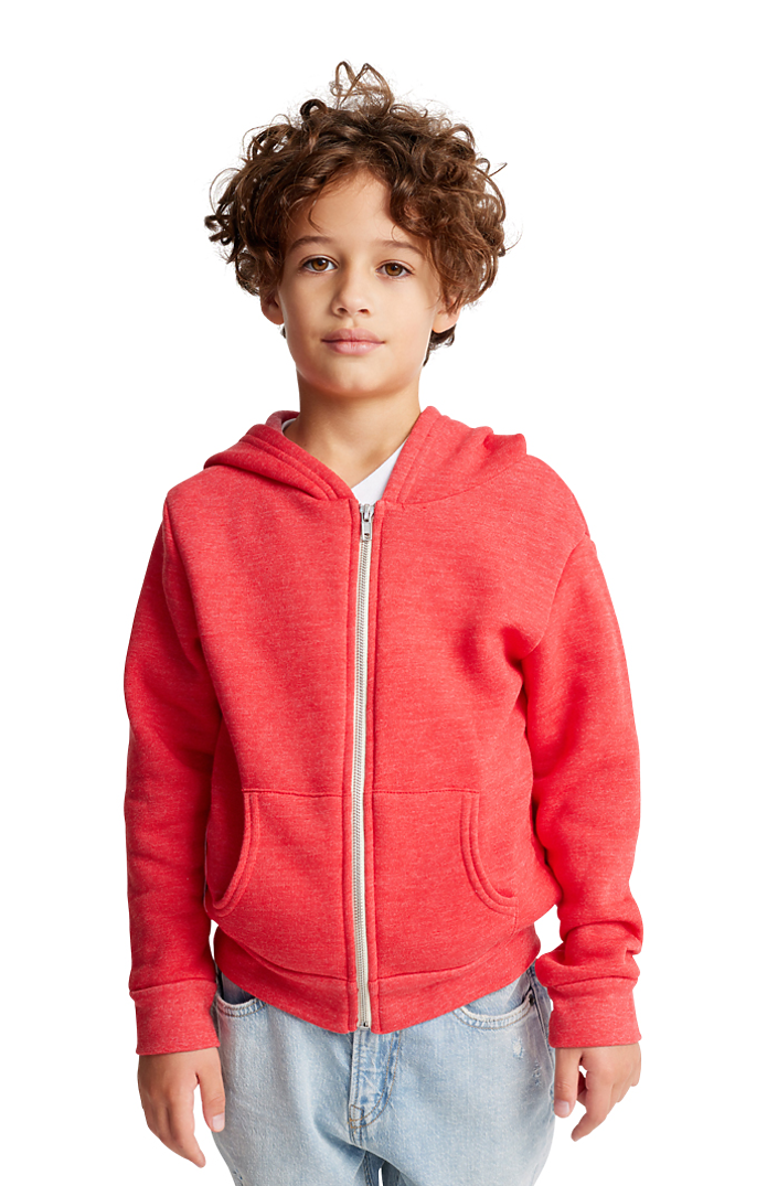 Royal Apparel 25020 Youth Triblend Fleece Zip Hoodie - Tri Red