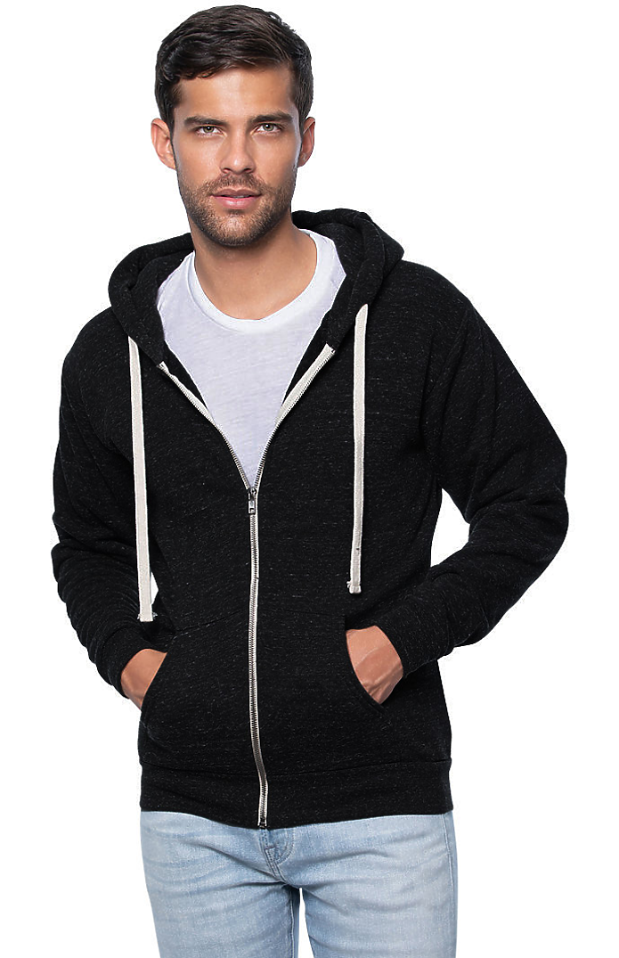 Royal Apparel 25050 Unisex Triblend Fleece Zip Hoodie - Tri Black