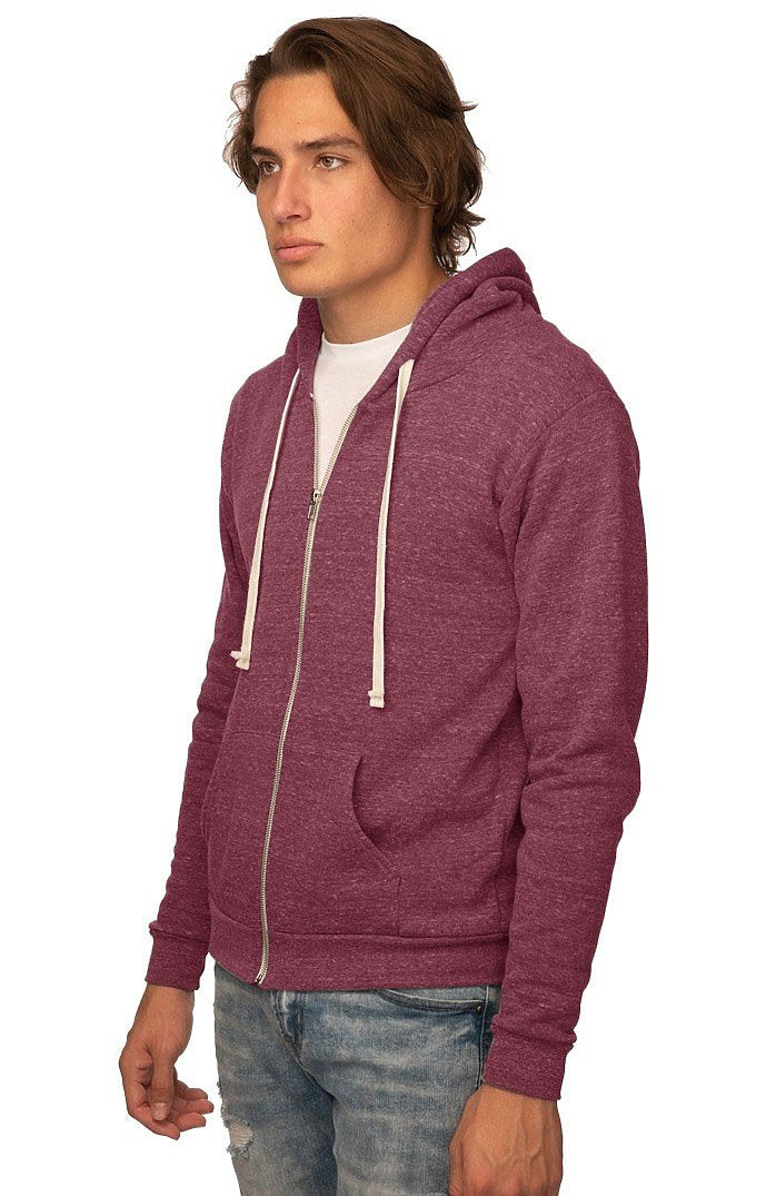 Royal Apparel 25050 Unisex Triblend Fleece Zip Hoodie - Tri Burgundy