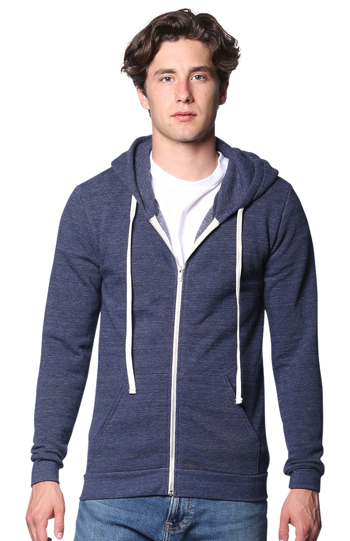 Royal Apparel 25050 Unisex Triblend Fleece Zip Hoodie - Tri True Navy