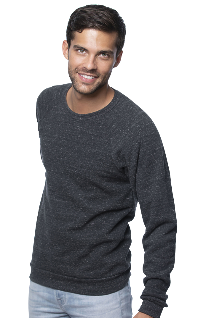 Royal Apparel 25059 Unisex Triblend Fleece Raglan Crew Sweatshirt - Tri Onyx