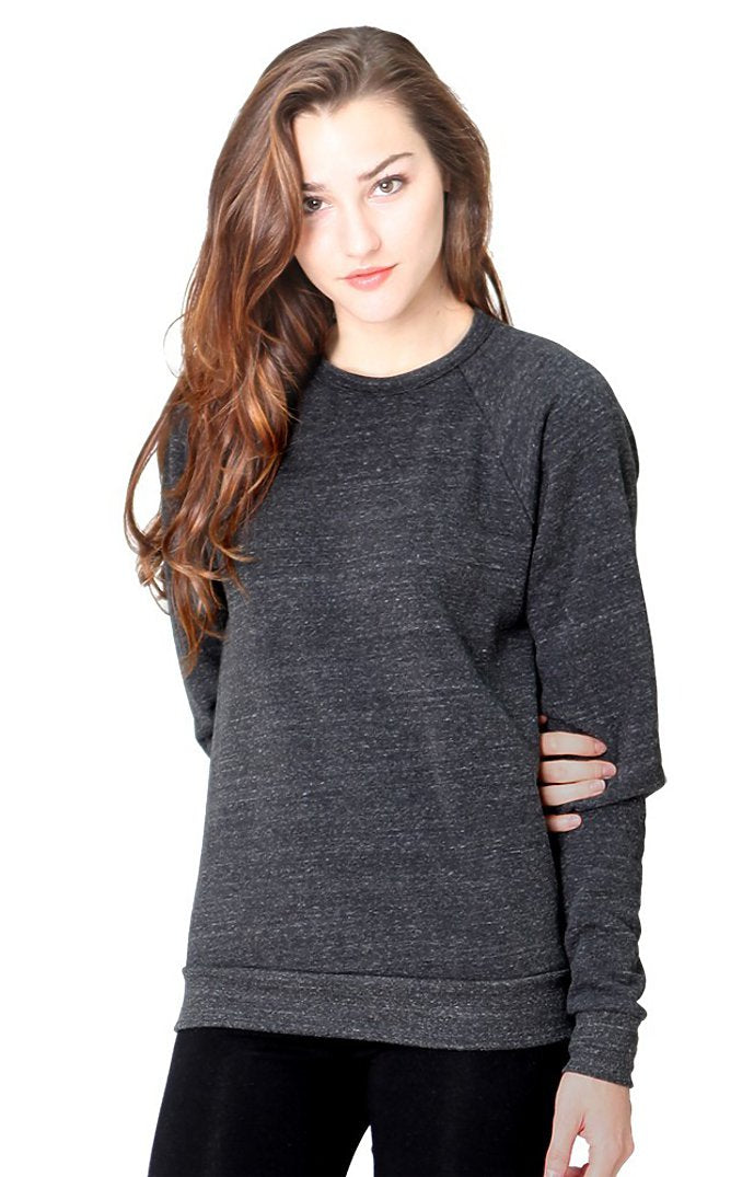 Royal Apparel 25059 Unisex Triblend Fleece Raglan Crew Sweatshirt - Tri Onyx