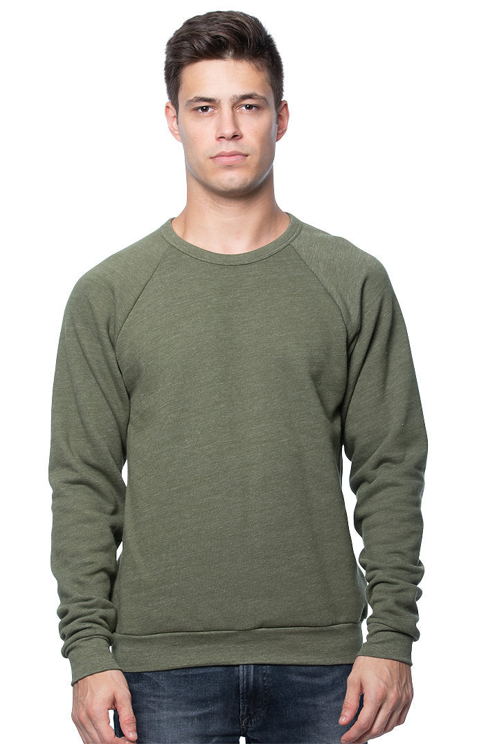 Royal Apparel 25059 Unisex Triblend Fleece Raglan Crew Sweatshirt - Tri Army