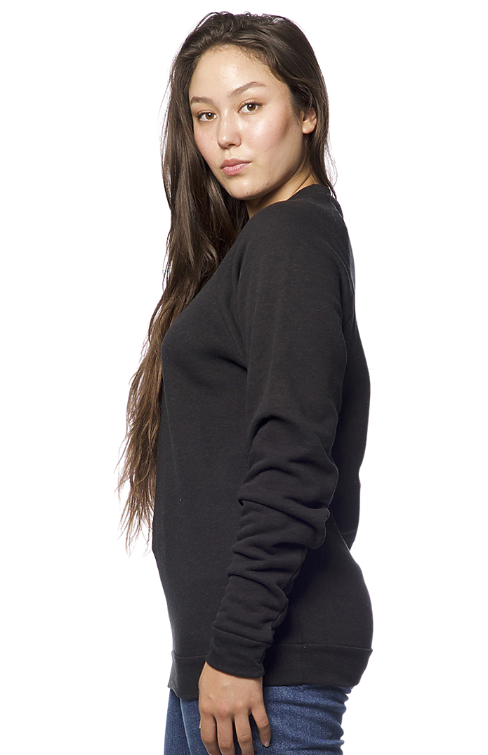 Royal Apparel 25059 Unisex Triblend Fleece Raglan Crew Sweatshirt - Tri Black