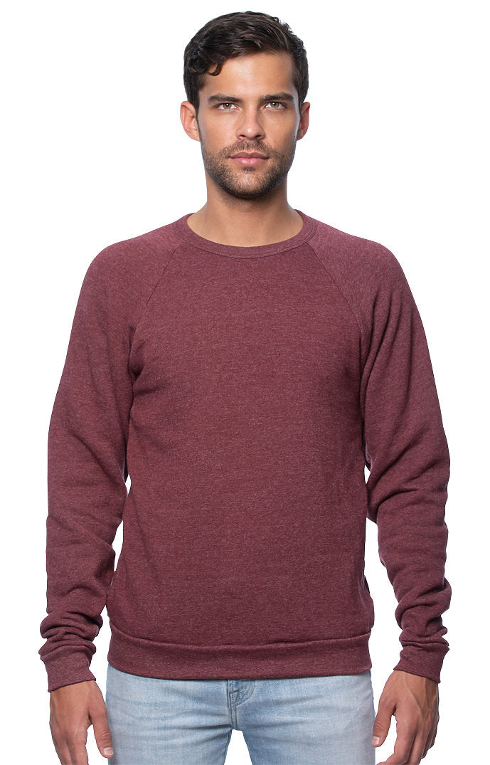 Royal Apparel 25059 Unisex Triblend Fleece Raglan Crew Sweatshirt - Tri Burgundy