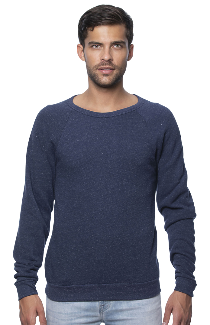 Royal Apparel 25059 Unisex Triblend Fleece Raglan Crew Sweatshirt - Tri Denim Navy