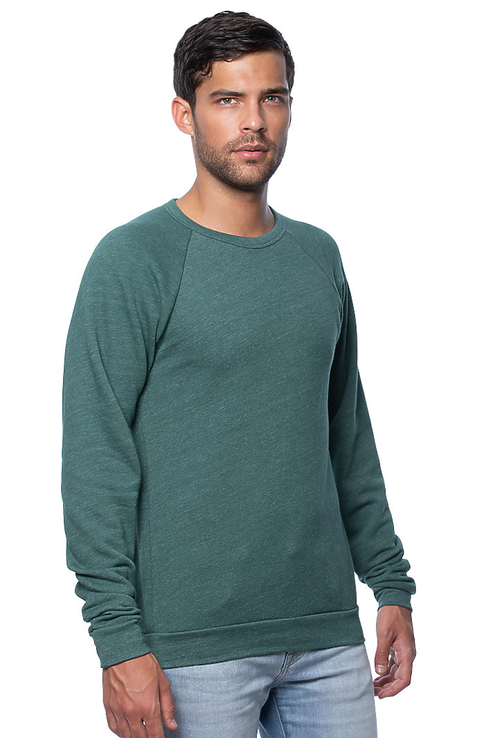 Royal Apparel 25059 Unisex Triblend Fleece Raglan Crew Sweatshirt - Tri Pine