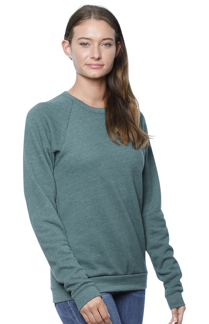 Royal Apparel 25059 Unisex Triblend Fleece Raglan Crew Sweatshirt - Tri Pine