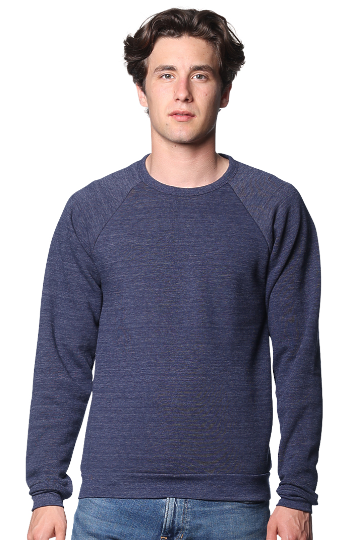 Royal Apparel 25059 Unisex Triblend Fleece Raglan Crew Sweatshirt - Tri True Navy