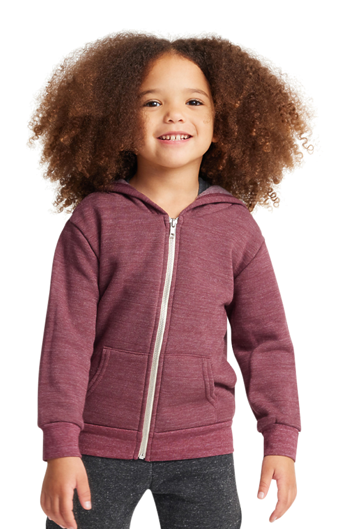 Royal Apparel 25060 Toddler Triblend Fleece Zip Hoodie - Tri Burgundy