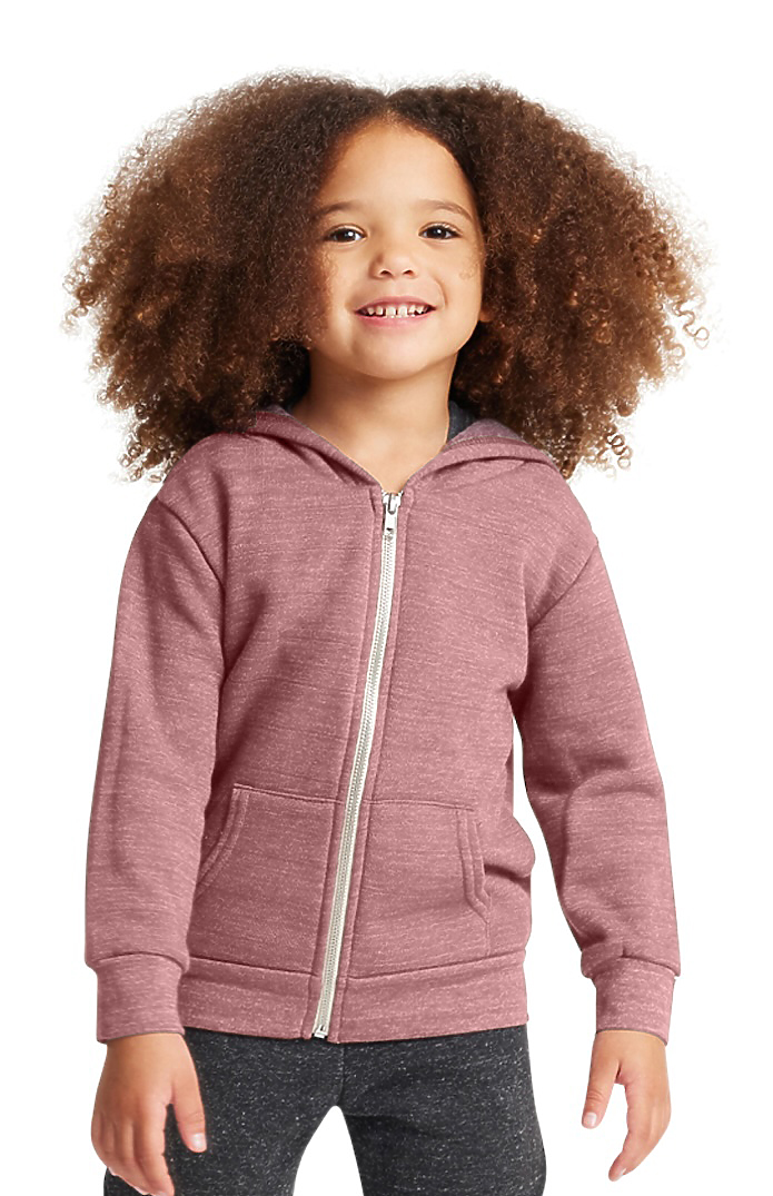 Royal Apparel 25060 Toddler Triblend Fleece Zip Hoodie - Tri Desert Rose