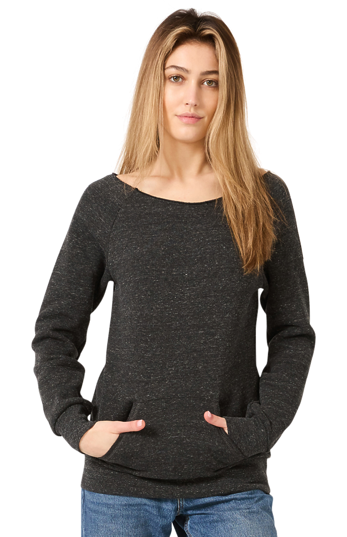 Royal Apparel 25120 Women's Triblend Fleece Raglan w/Pouch Pocket - Tri Onyx