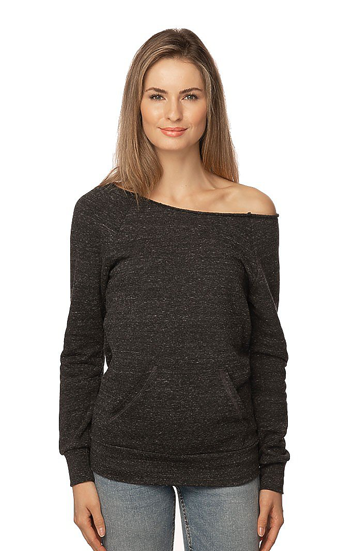 Royal Apparel 25120 Women's Triblend Fleece Raglan w/Pouch Pocket - Tri Onyx