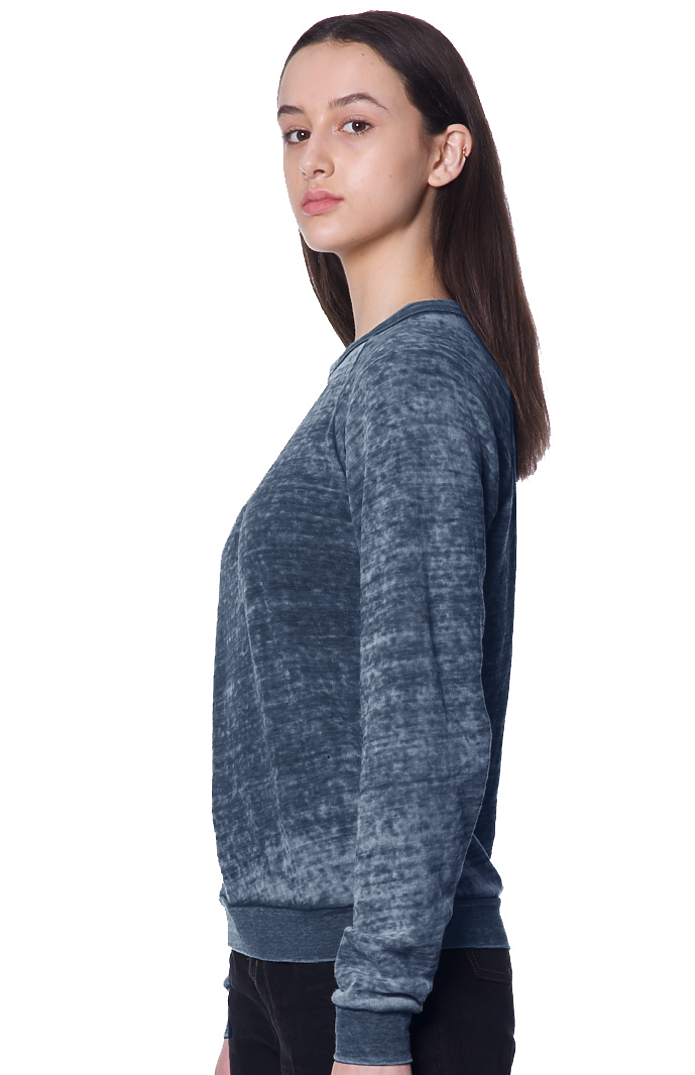 Royal Apparel 25159BO Unisex Burnout Triblend Raglan Crew Sweatshirt - Tri True Navy